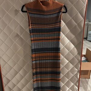 House of Harlow 1960 Long Sleeve Striped Dress in Orange and Black